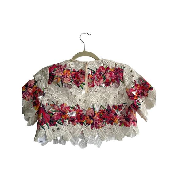 ASOS Cropped Lace Floral BohoTop Size 2 - Picture 5 of 6